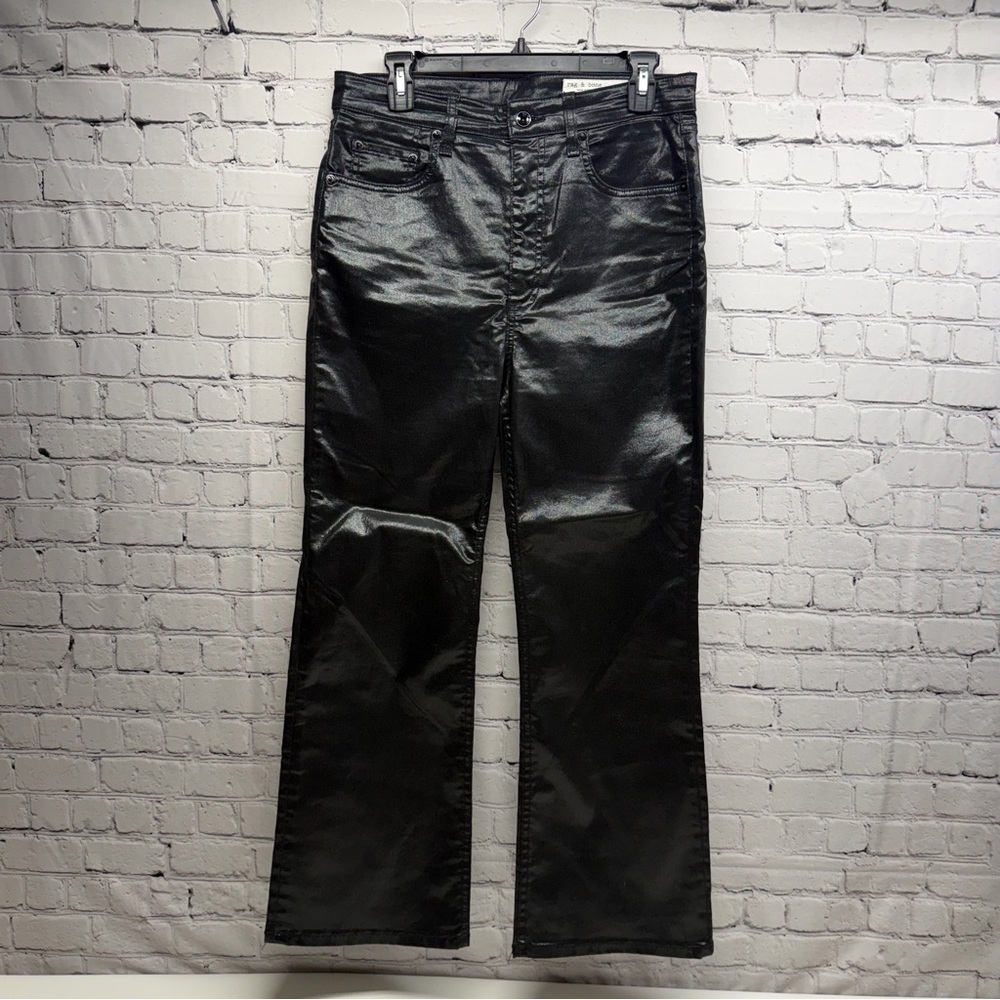Rag & Bone Shiny Black straight Jeans size 30 nwot